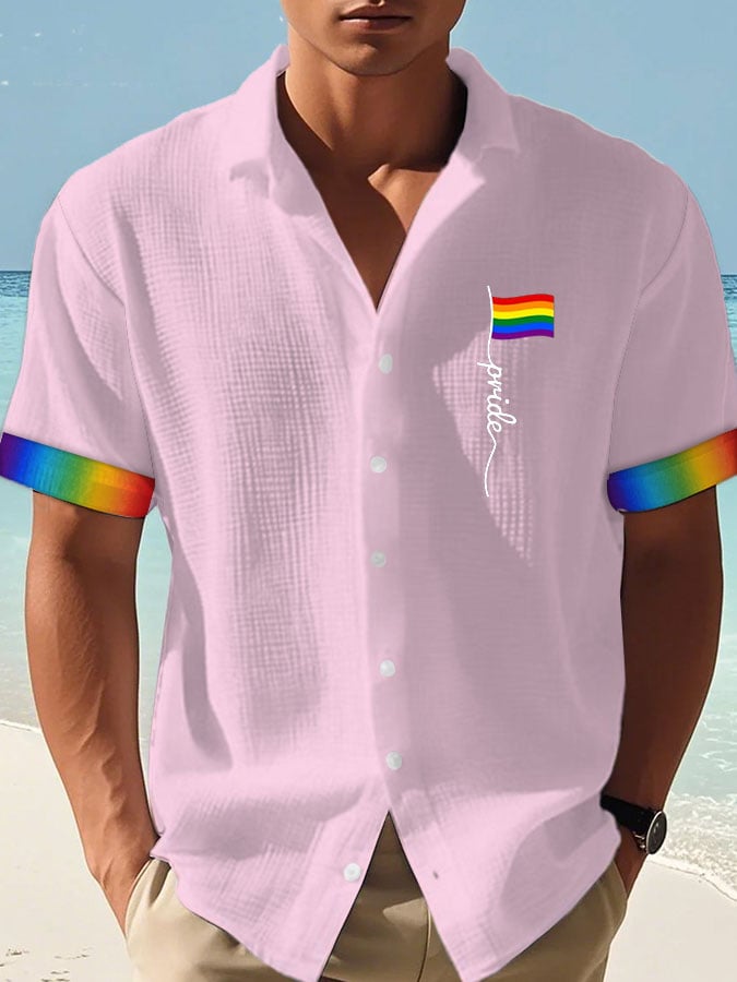 Men's Gay Pride Print Waffle Shirt