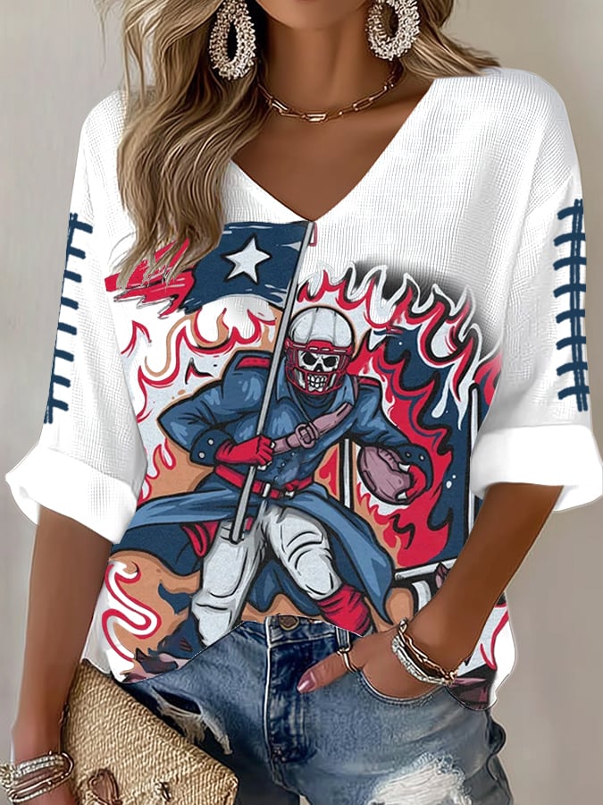 Women's Retro Football Print T-Shirt