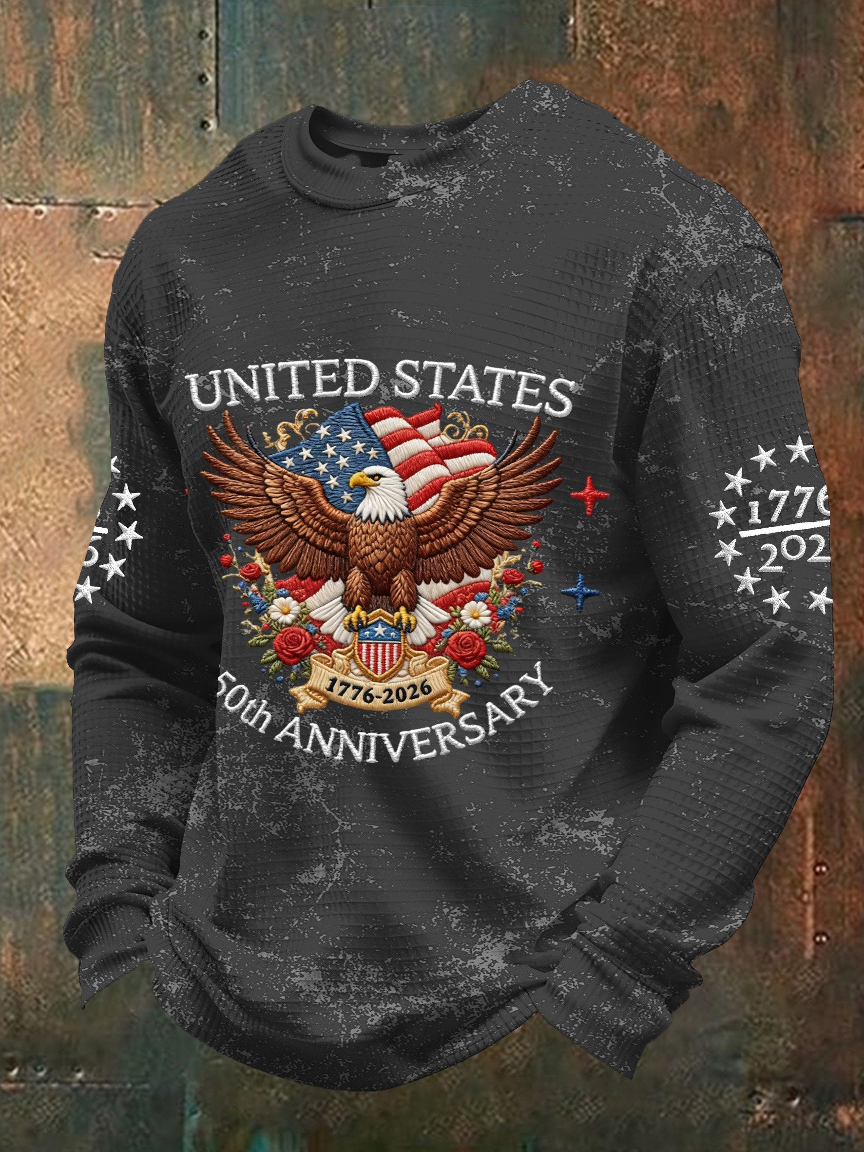 Men's Vintage American Flag Print Top