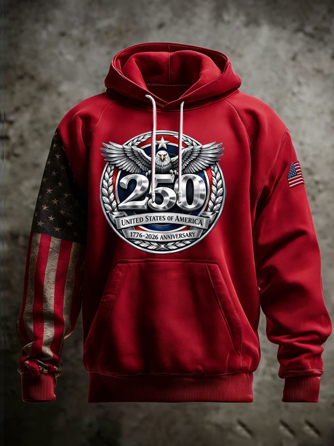 Men's 250th Anniversary Casual Printed Hooded Sweatshirt