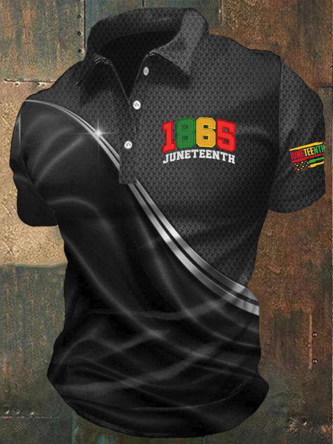 Men's Juneteenth Print Casual Polo Shirt