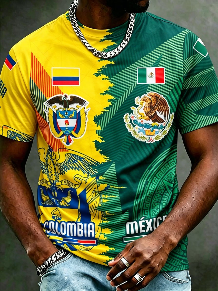 Men's Mexico & Colombia Football Fan T-Shirt