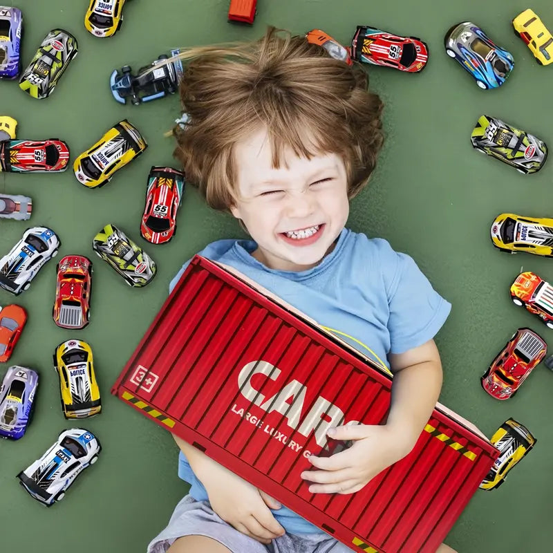 48-Piece Pull-Back Car Toy Set with Storage Box – Race Car Collection for Boys and Girls – Fun Toy Cars for Kids