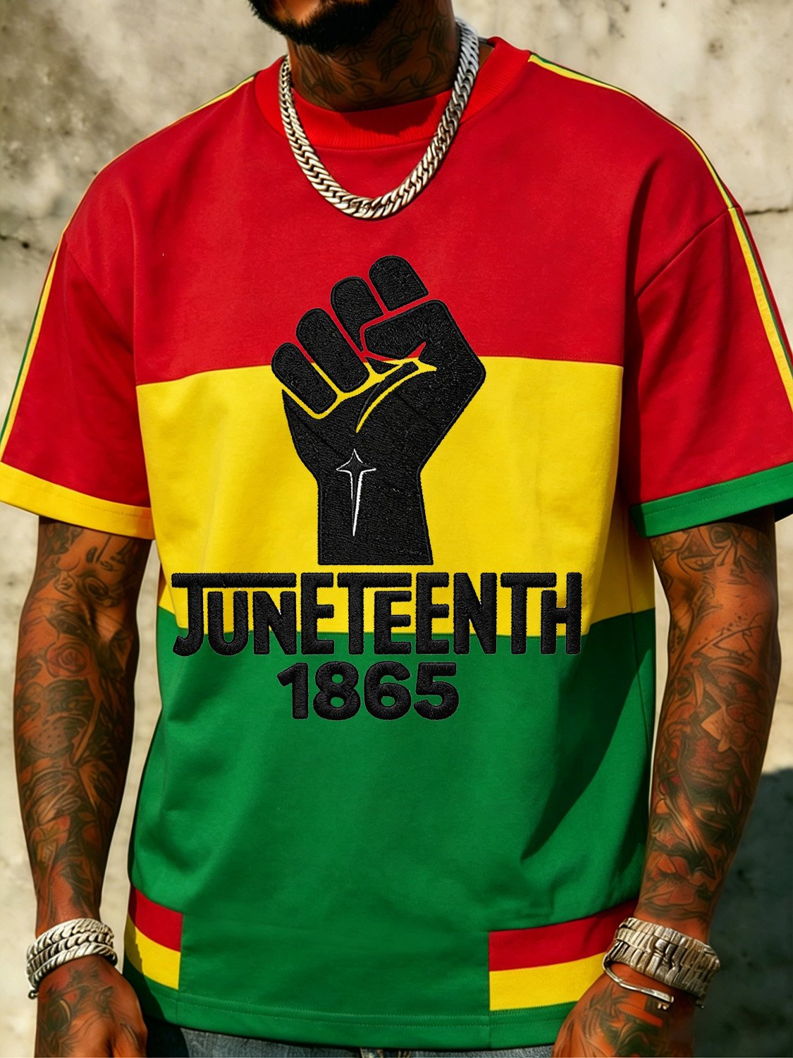 African-American Men's Juneteenth Print Crewneck Top