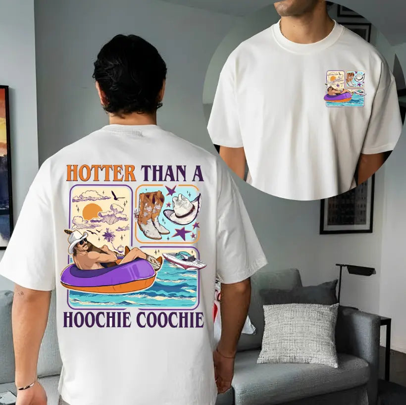 Men Hotter Than A Hoochie Coochie Vintage 2 Sides T-shirt
