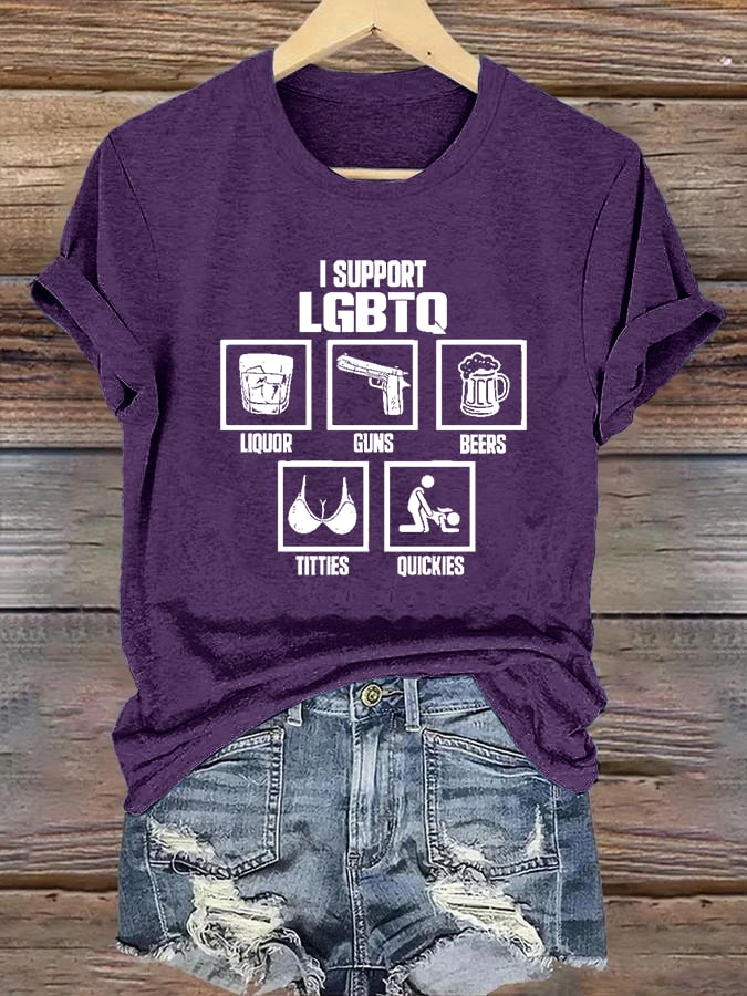 Women's I SUPPORT LGBTQ Printed T-Shirt