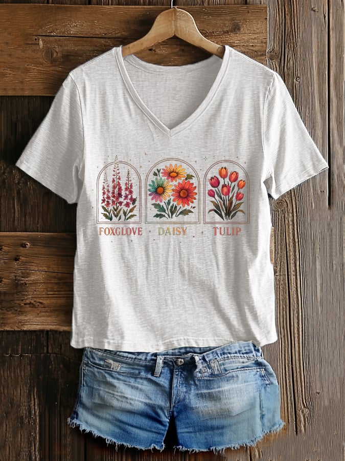 Women's Fashion Casual FDT Floral Print T-shirt