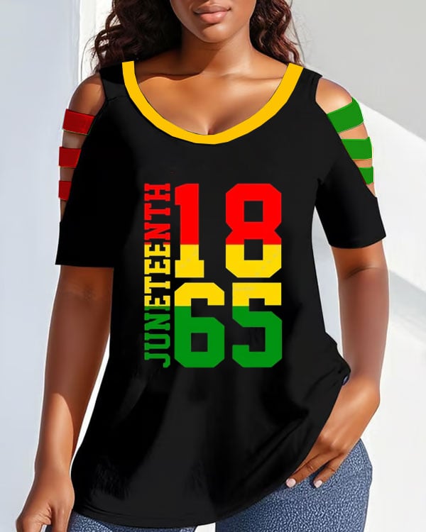Women's Black Juneteenth Print T-Shirt