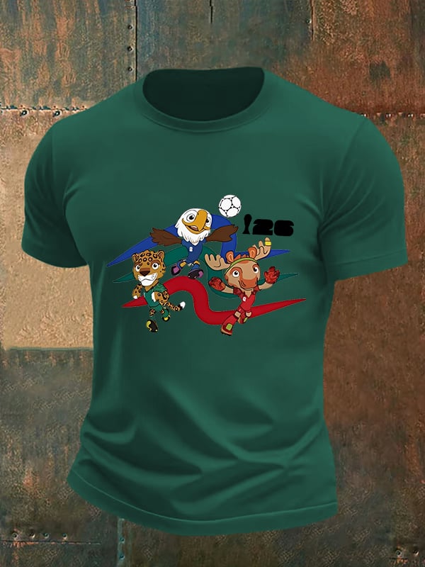 Men's 2026 World Cup Soccer Mascot printed T-shirt
