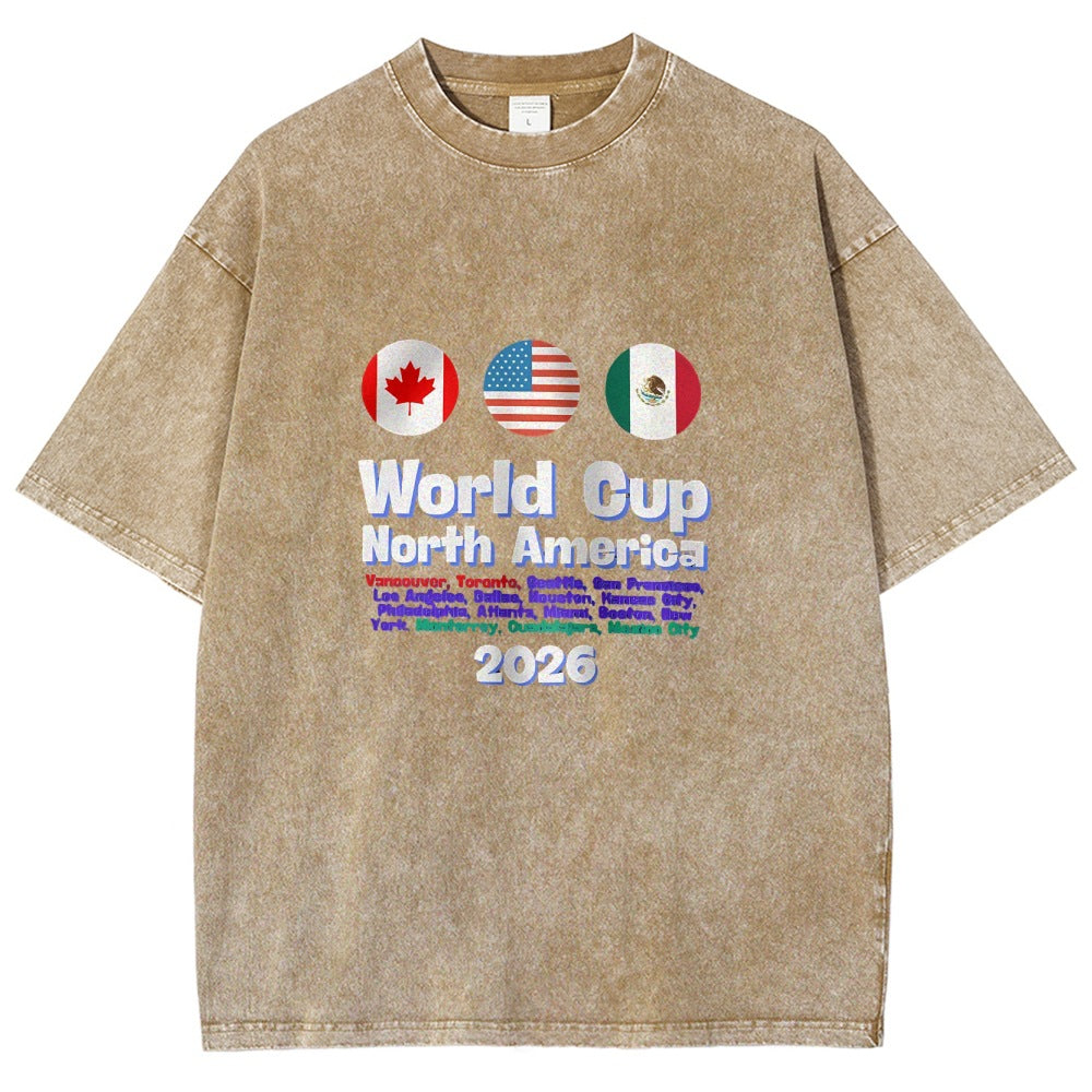 2026 World Cup Football Tournament T-shirt, loose fit, round neck, short sleeves.