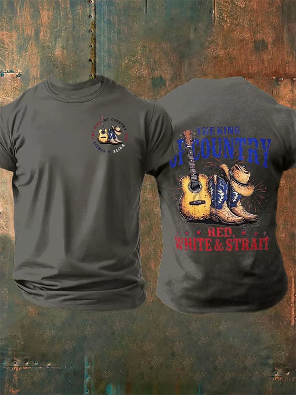 Men's RED WHITE & STRAIT Print T-Shirt