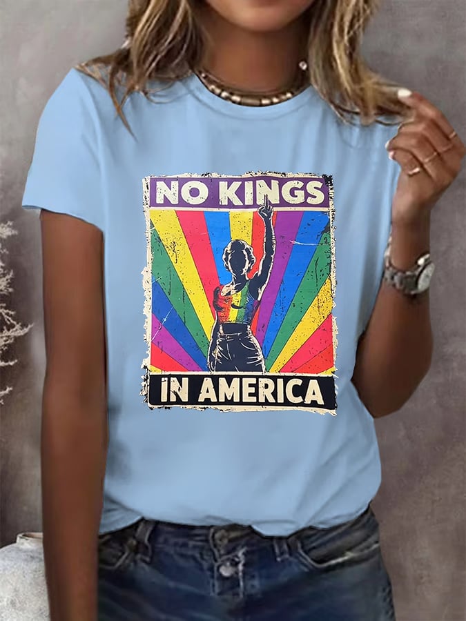 No Kings In America Print T-shirt