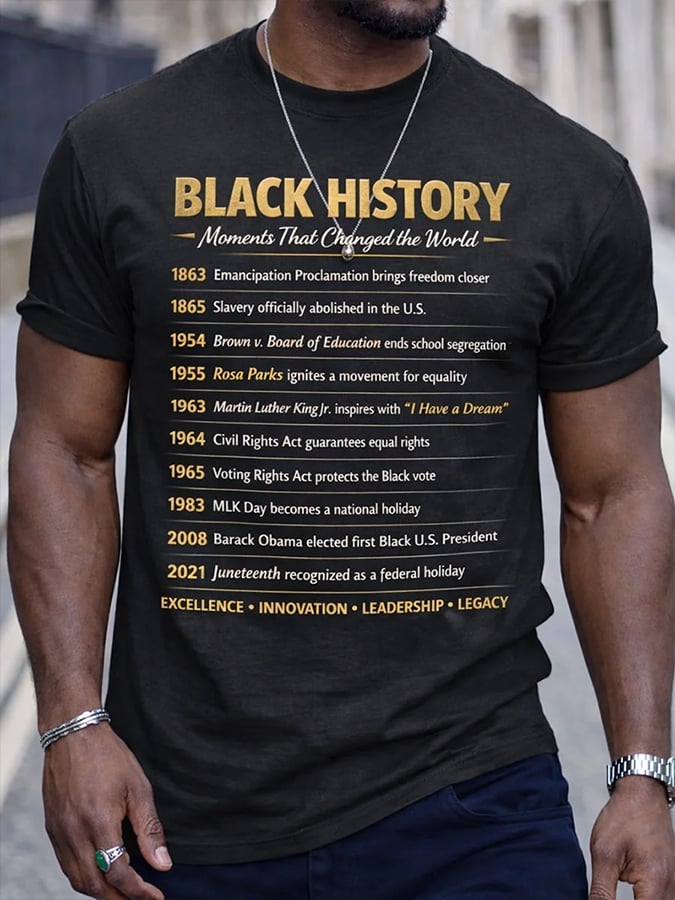Men's Black Juneteenth Print Short-Sleeve T-Shirt