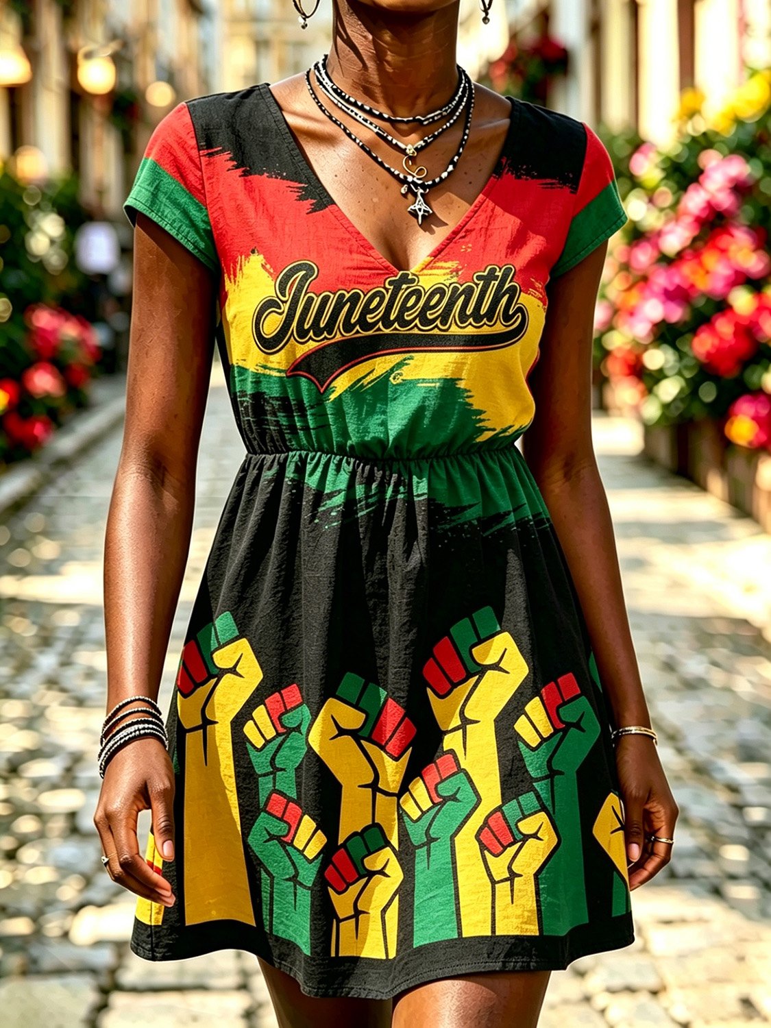 African American Women's Juneteenth Print Dress