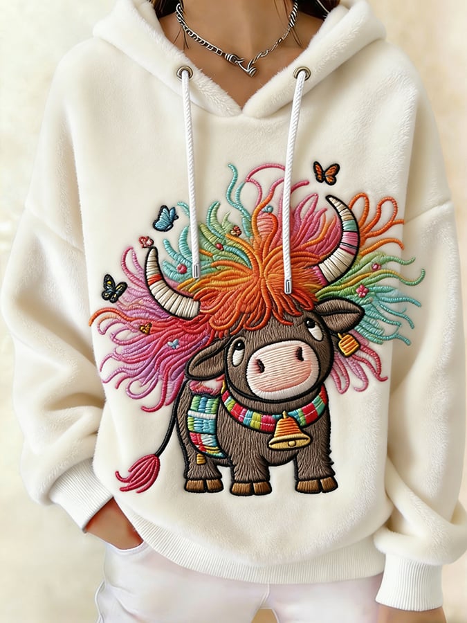 Women's Fun Animal Highland Cow Print Sweatshirt