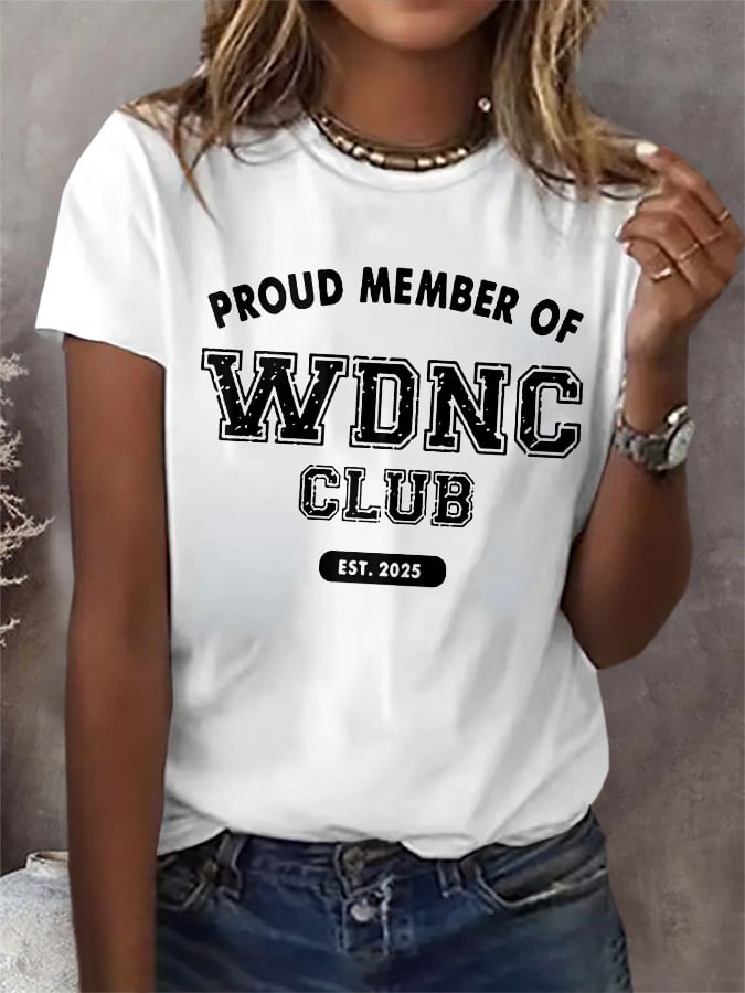 Retro Proud Member Of WDNC Club Est. 2025 Menopause Perimenopause Print T-Shirt