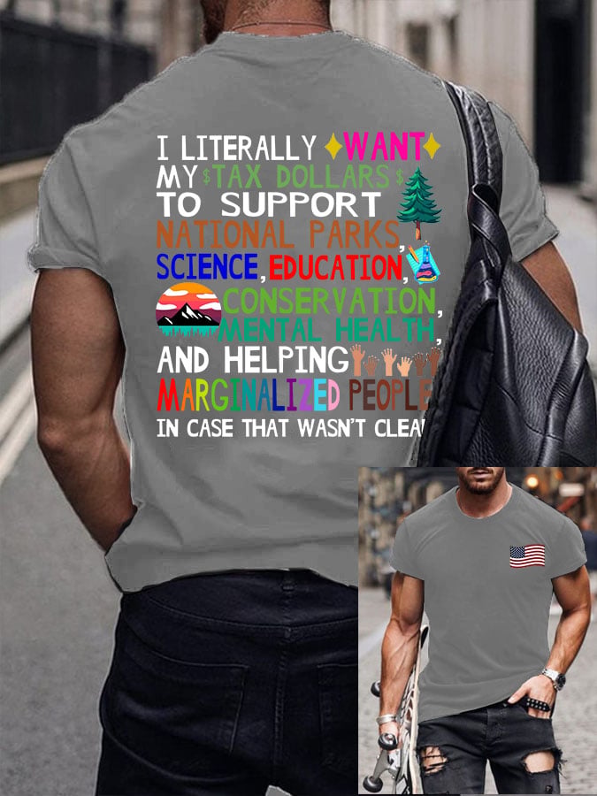 Men's Support Our National Parks Printed Round Neck T-Shirt