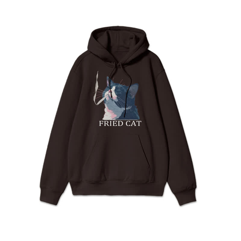 Unisex Fried Cat Print Hoodie