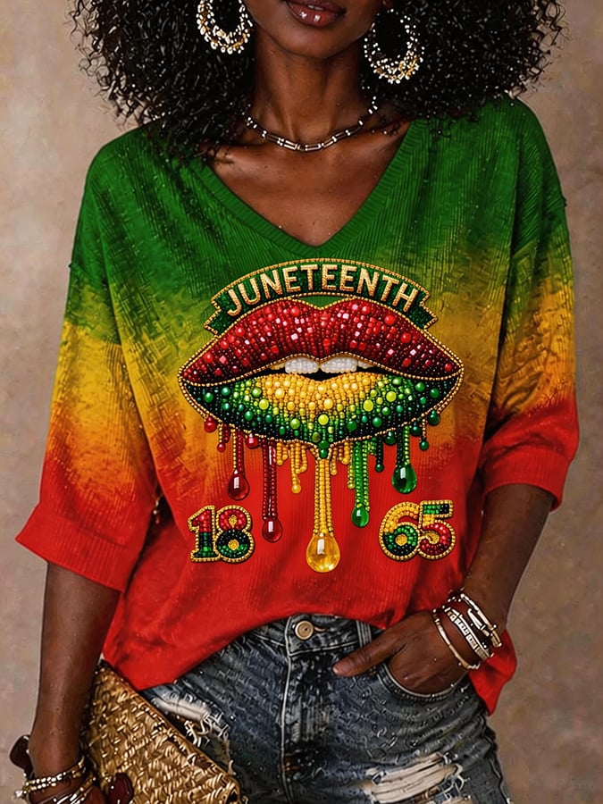 Women's Juneteenth Print Casual T-shirt