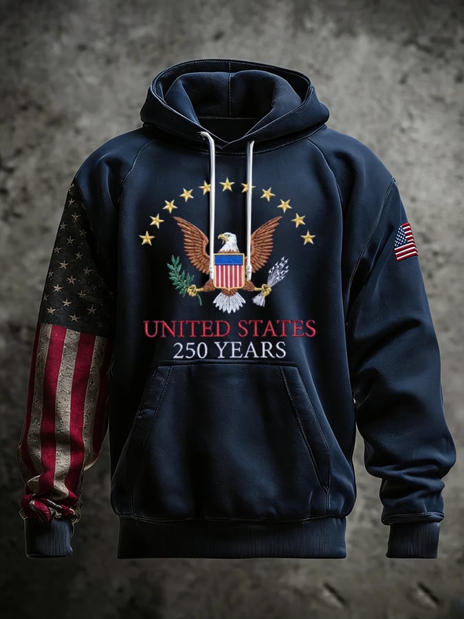 Men's 250th Anniversary Casual Printed Hooded Sweatshirt