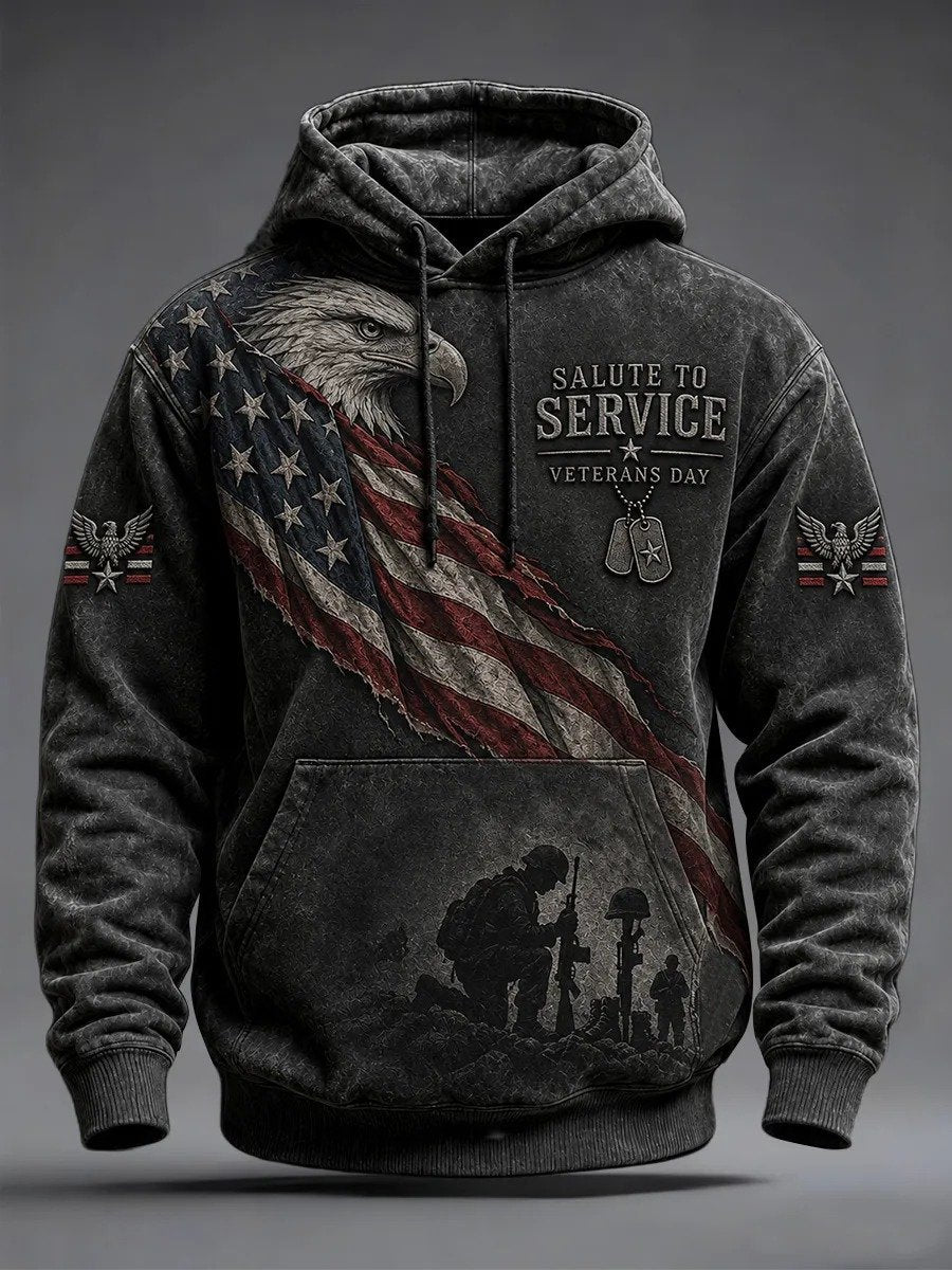 🎖️Men's Veteran Memorial Camo-Print Hoodie