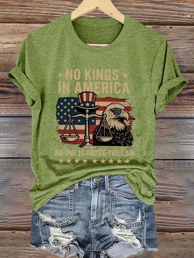 Retro No Kings In America No One Is Above The Law Print T-Shirt