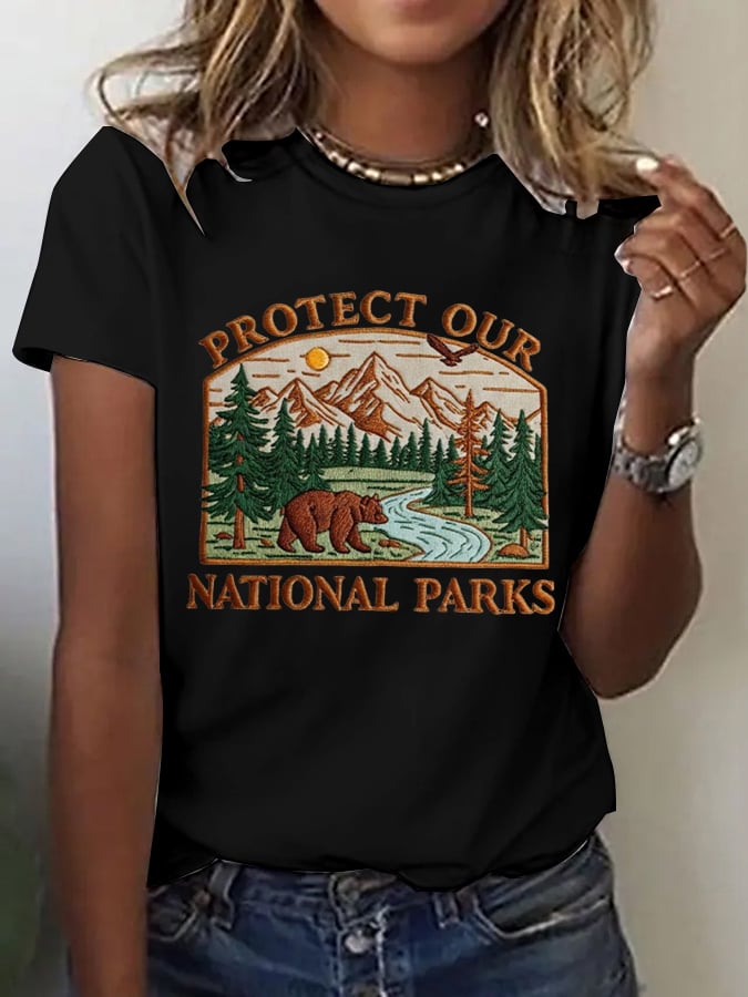 Women's Fashion Casual National Park Protection T-Shirt