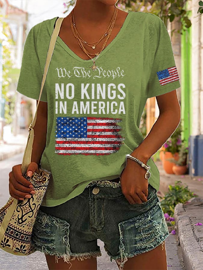 Women's No King in America Printed Casual T-shirt