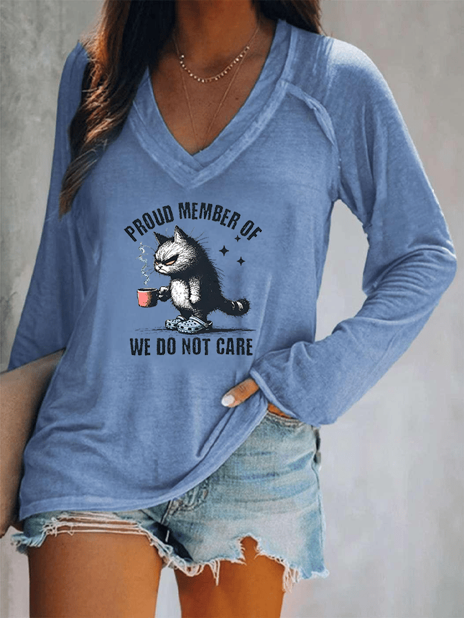 Women's V-neck Retro Funny Proud Member Of Club Menopause Perimenopause Print T-Shirt
