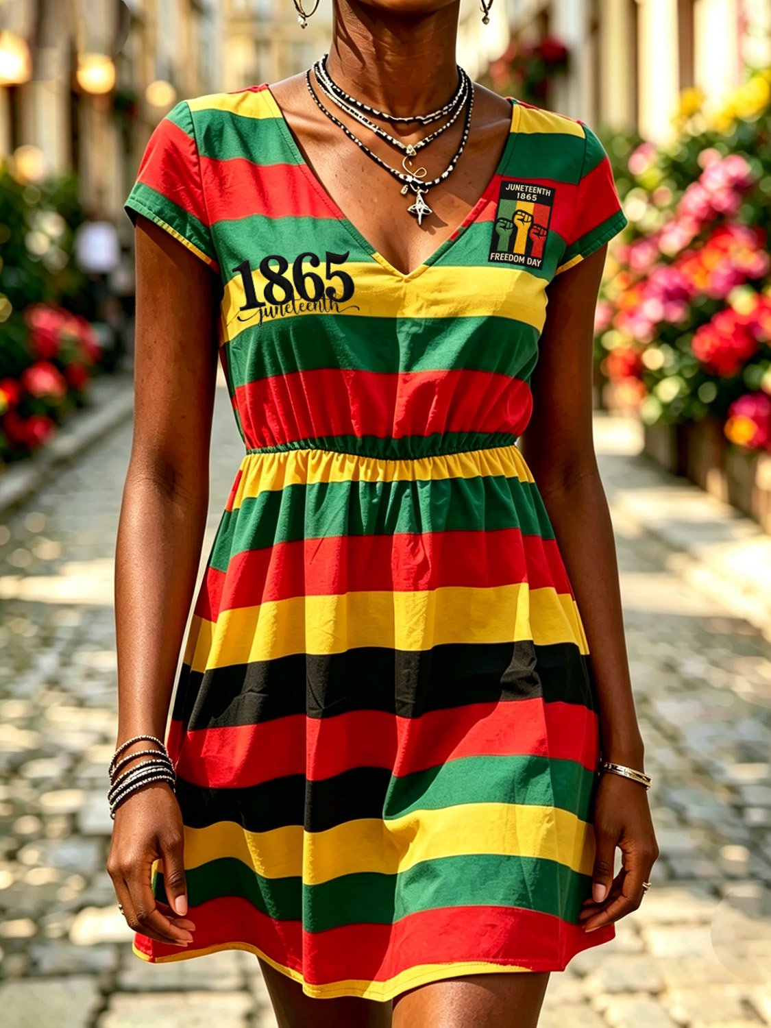 African American Women's Juneteenth Print Dress