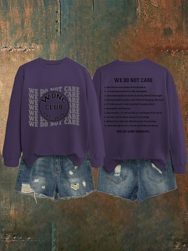 Women's Retro Funny Proud Member Of Club We Do Not Care Menopause Perimenopause Print Sweatshirt