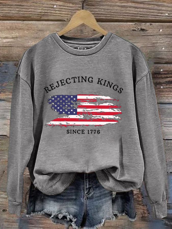 Women's Rejecting Kings Since 1776 Print Casual Sweatshirt