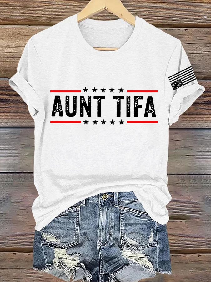 Retro Aunt Tifa Print T-Shirt