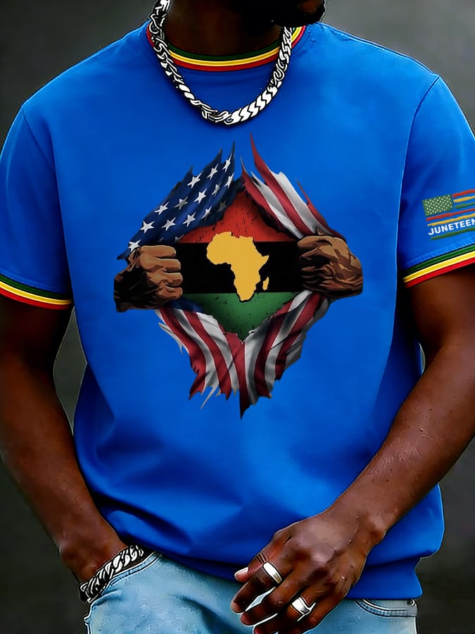 Men's Juneteenth Breaking Every Chain Printed Casual T-shirt