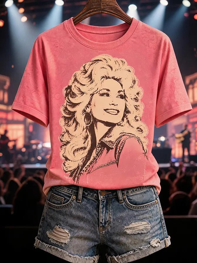 Women'S Country Cowgirl Dolly Commemorative Print T-Shirt