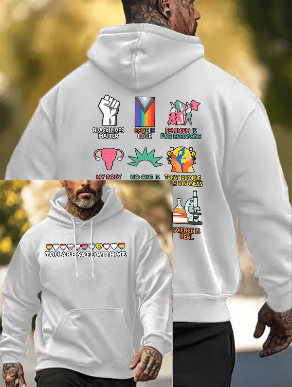Men's You are safe with me Print Hoodie