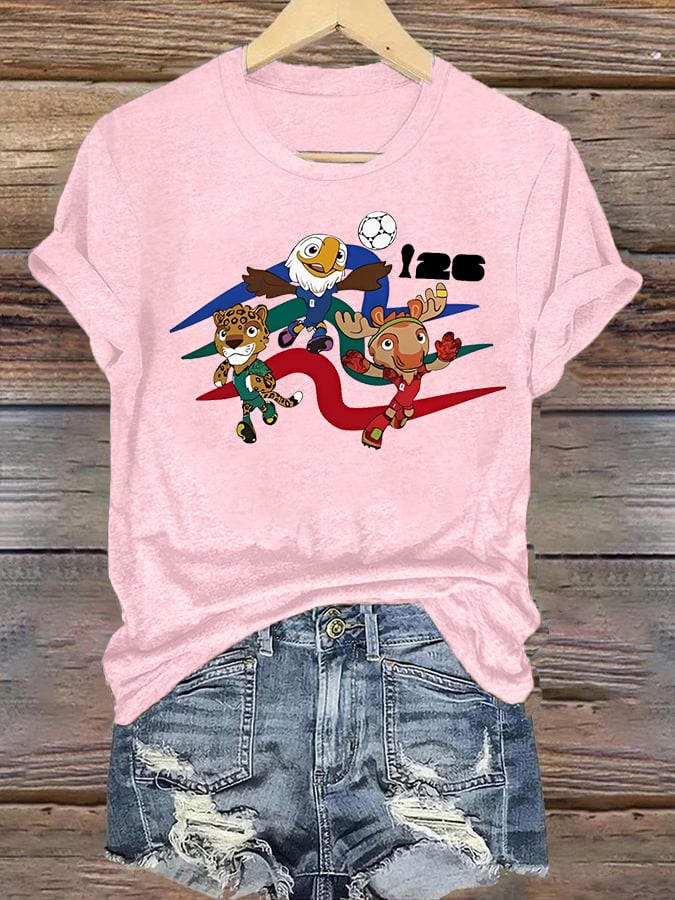 Women's 2026 World Cup Soccer Mascot printed T-shirt