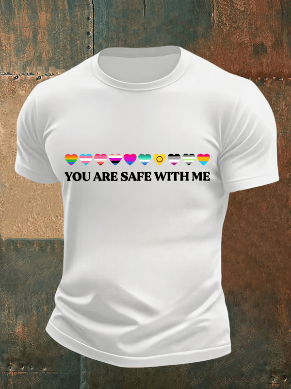Men's YOU ARE SAFE WITH ME Print T-Shirt