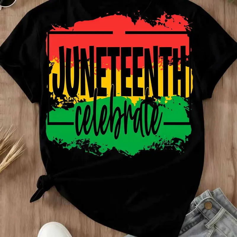 Juneteenth Celebrate Flag Print T-Shirt