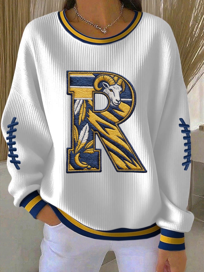 Women's Retro Football Print Sweatshirt