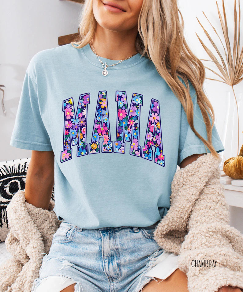 Comfort Colors Floral Mama Shirt
