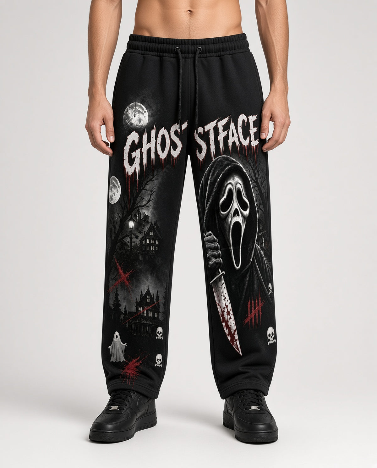 Unisex Halloween Blood Handprint Print Sweatpants