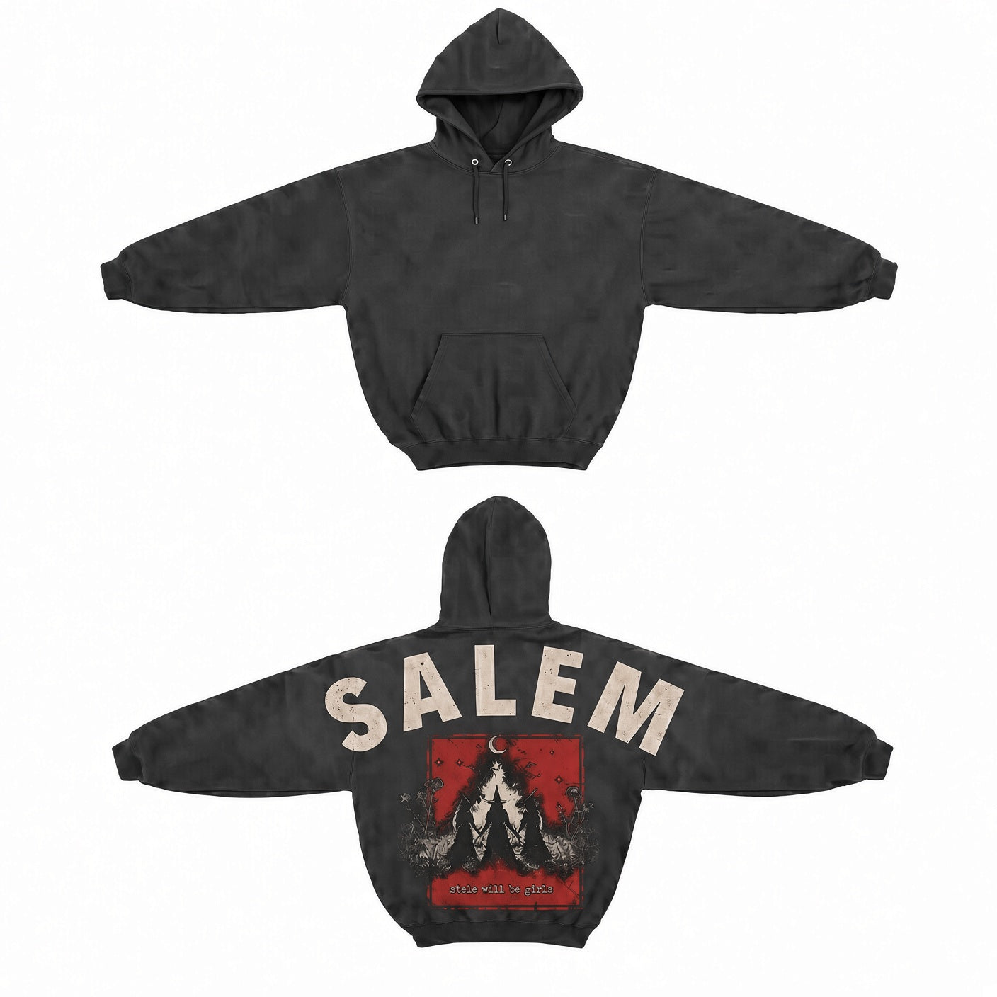 Unisex Halloween Shoulder-to-Shoulder Back Lettering Sweatshirt Hoodie