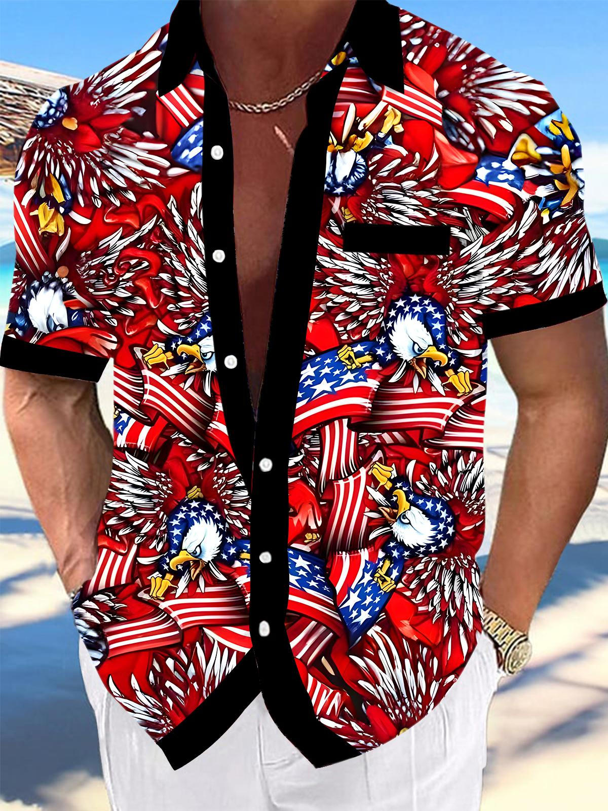 Independence Day Eagle Men's Pocket Short Sleeve Shirts