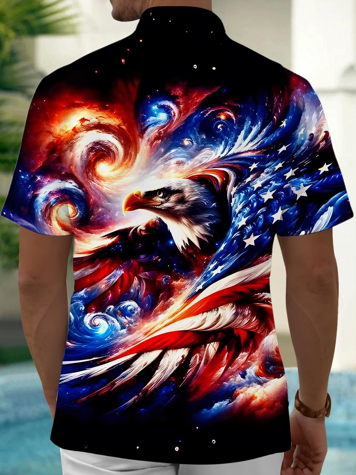 Independence Day Eagle Men's Pocket Short Sleeve Shirts