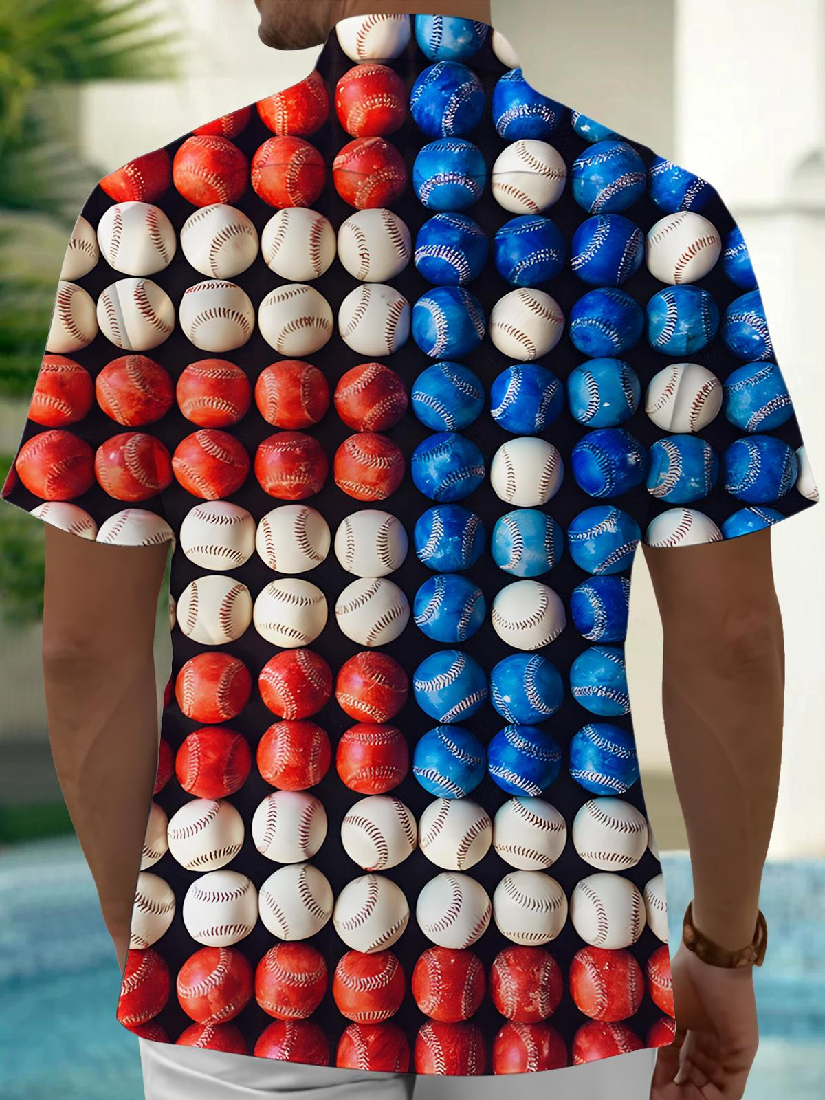 American Flag Print Men's Pocket Short Sleeve Shirts