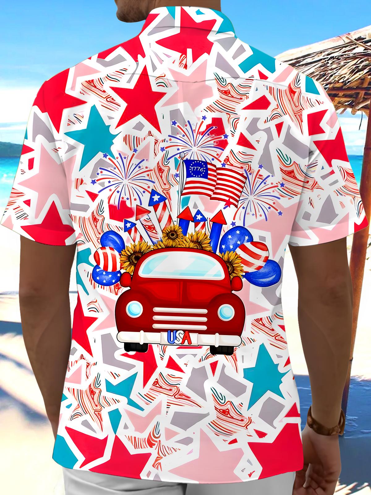 Independence Car Stars Men's Pocket Short Sleeve Shirts