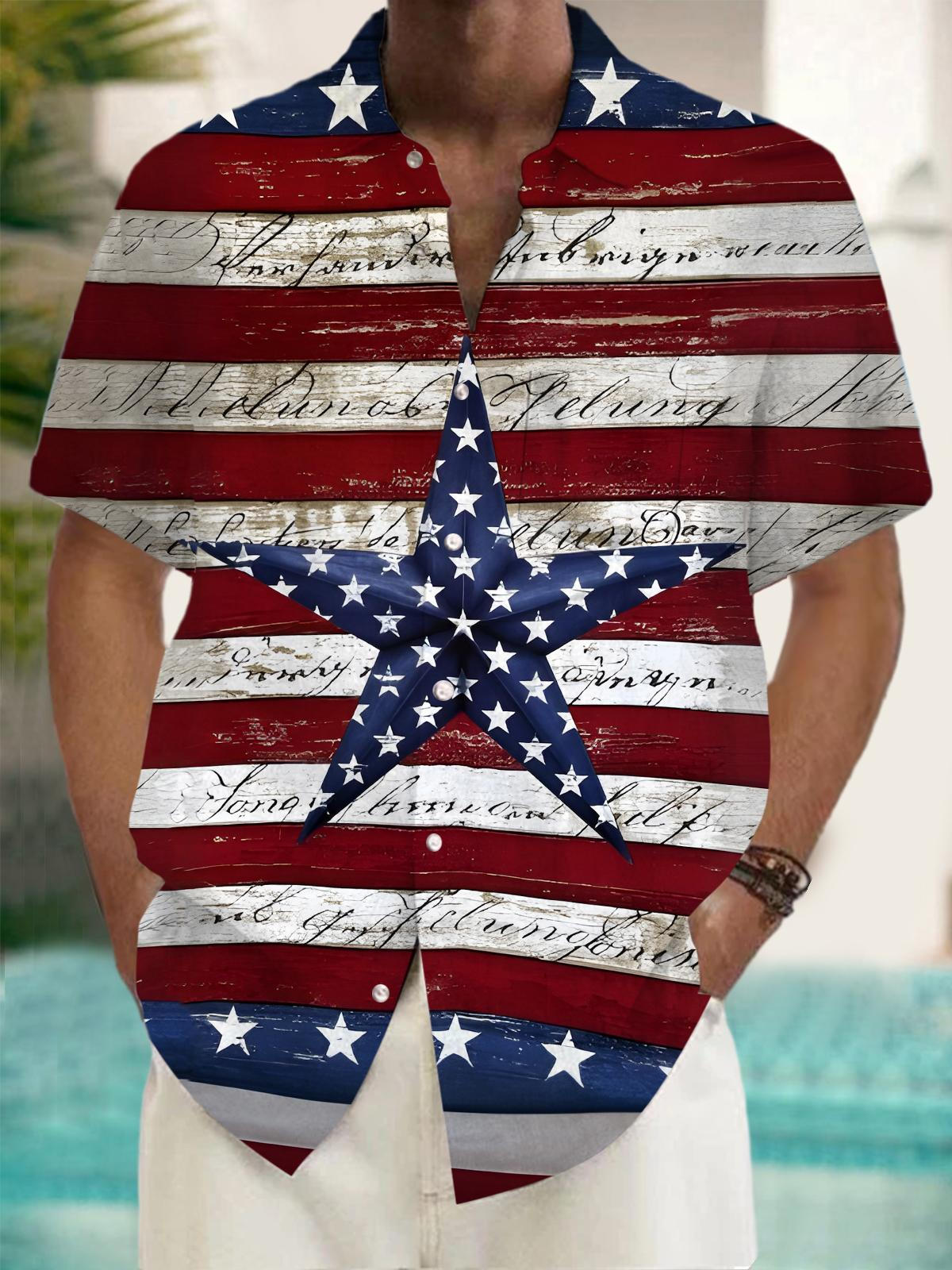 Independence Day Men's Pocket Short Sleeve Shirts