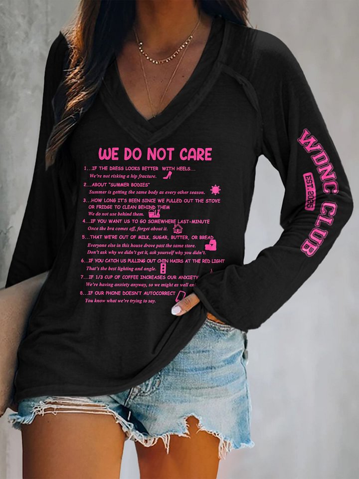 V-neck Retro Funny Proud Member Of WDNC Club Menopause Perimenopause Print T-Shirt