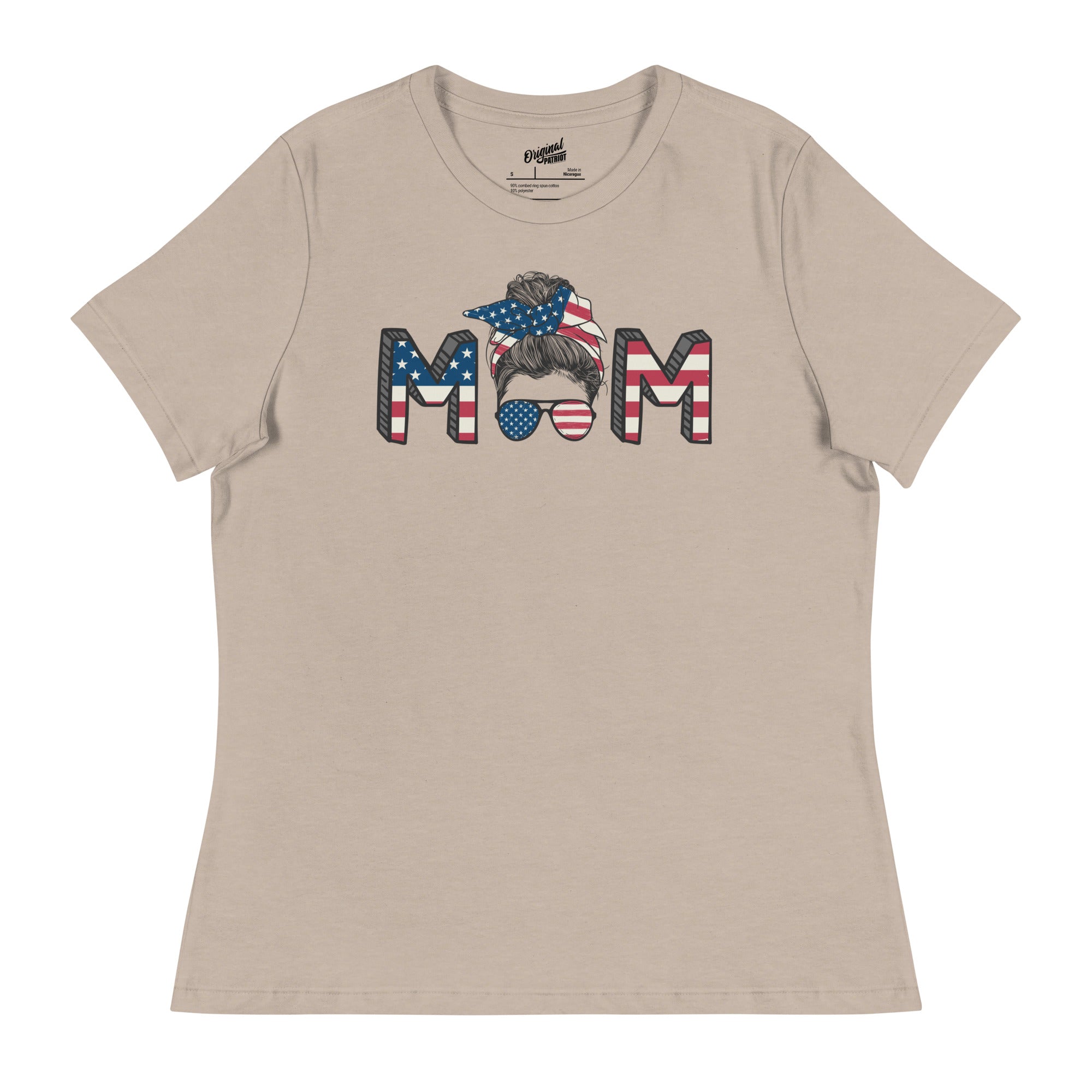 Patriotic Messy Hair Mom on a Women’s Relaxed T-Shirt